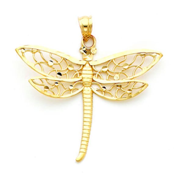 14kt Gold Dragonfly Pendant With 