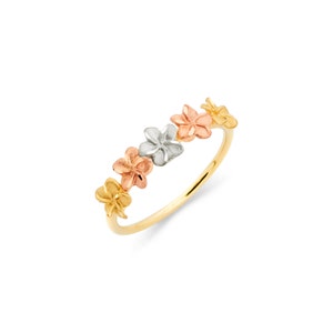 14K Tricolor Plumeria Ring, Plumeria Ring, Gold Ring, Plumeria Jewelry, Floral Jewelry, Floral Ring, Flower Ring, Fancy Ring, Ring, Plumeria