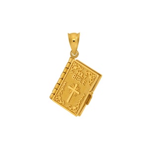 14k Gold Bible &quot;Our Father&quot; Prayer Charm (opens).