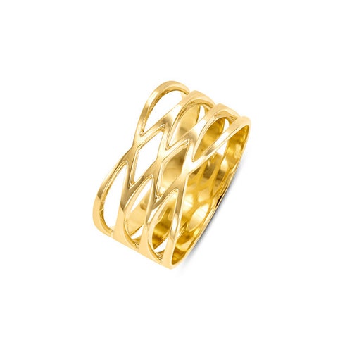 14k Solid Gold Wave Ring. High Polish Finish Ring or Index - Etsy