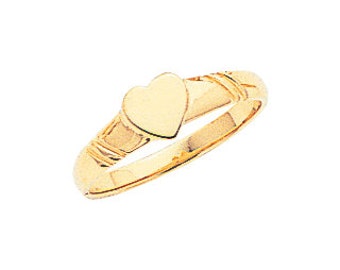 14k solid gold heart signet baby ring. signet pinkie ring. baby jewelry