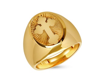 14k massivt guld herrkorsring. herrsmycken.