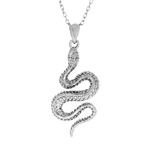 Pendentif serpent en argent sterling avec chaîne de 18 pouces. bijoux d’animaux, charme de serpent.