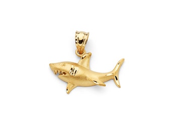 14K Yellow Gold Shark Pendant, Shark Pendant, Shark Jewelry, Nautical Jewelry, Gold Shark, Nautical Pendant, Ocean, Shark, Sea