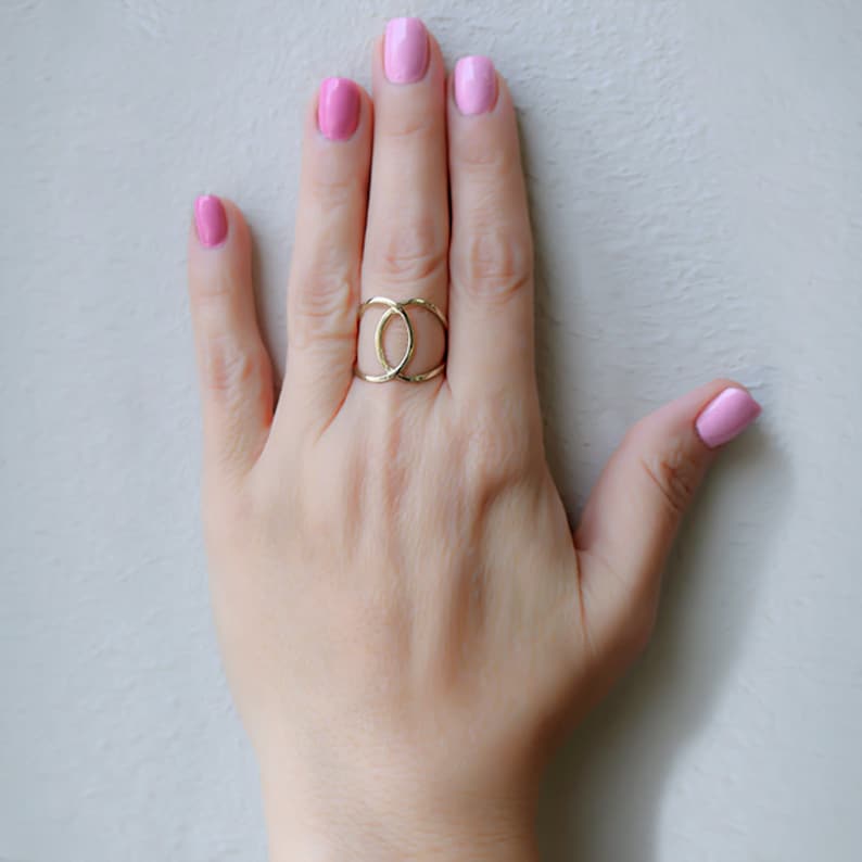 14k Solid Gold Swirl Ring Index Finger Ring Middle Finger Etsy