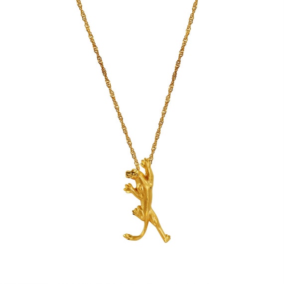 14k solid gold Panther Pendant on solid gold 18