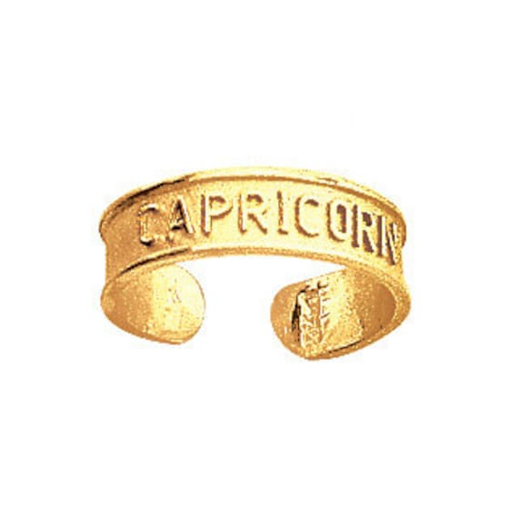 Anillo Capricornio de oro amarillo de 14 quilates, anillo