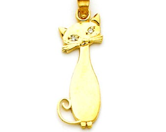 Gold Plated Small Pendants Cat Animal Pendant Charms Jewelry Making P950 