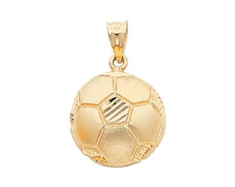 ゴールドサッカーボールペンダント - 14カラットソリッドゴールド 