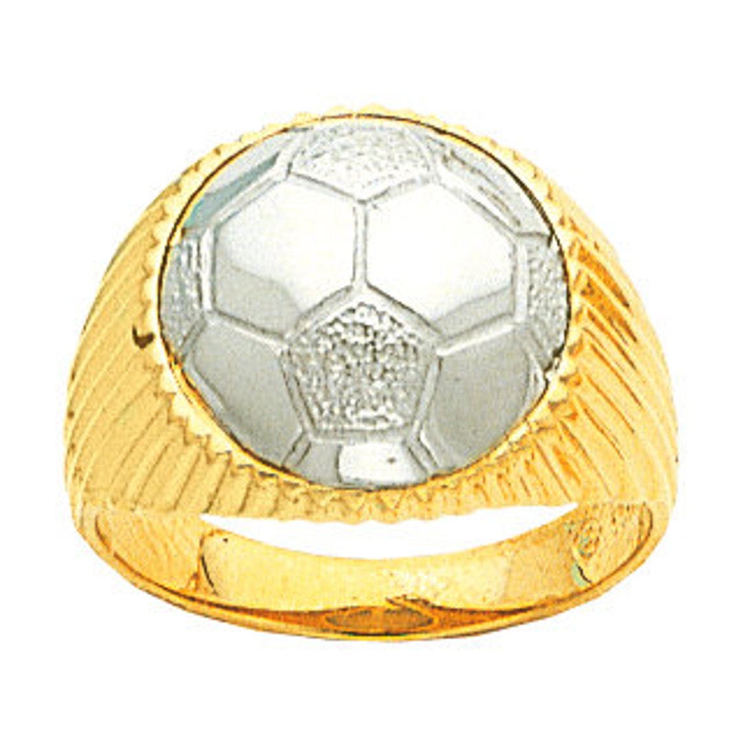 14k Gold Two Tone Men's Soccer Ball Ring. Etsy
