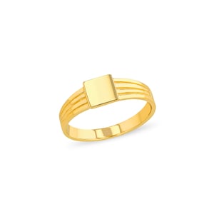 14k Solid Gold Baby Signet Ring: Engravable Initial Pinky Ring
