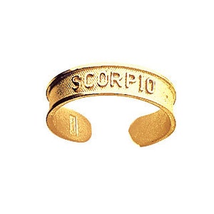 Anello in punta del segno zodiacale dello Scorpione regolabile in oro giallo 14 carati