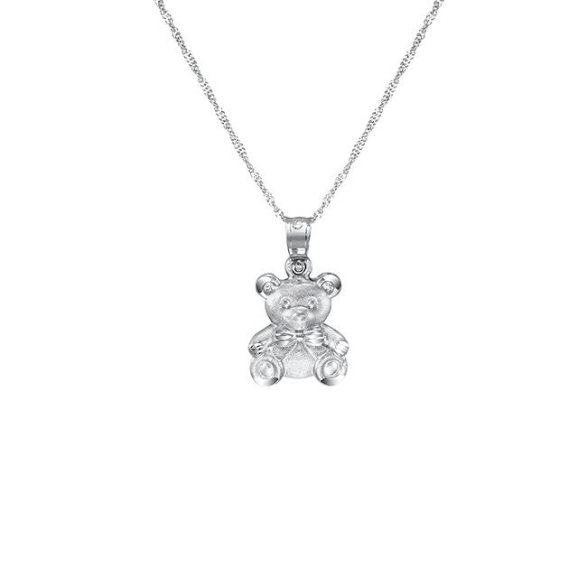14k Solid Gold Teddy Bear Pendant on 