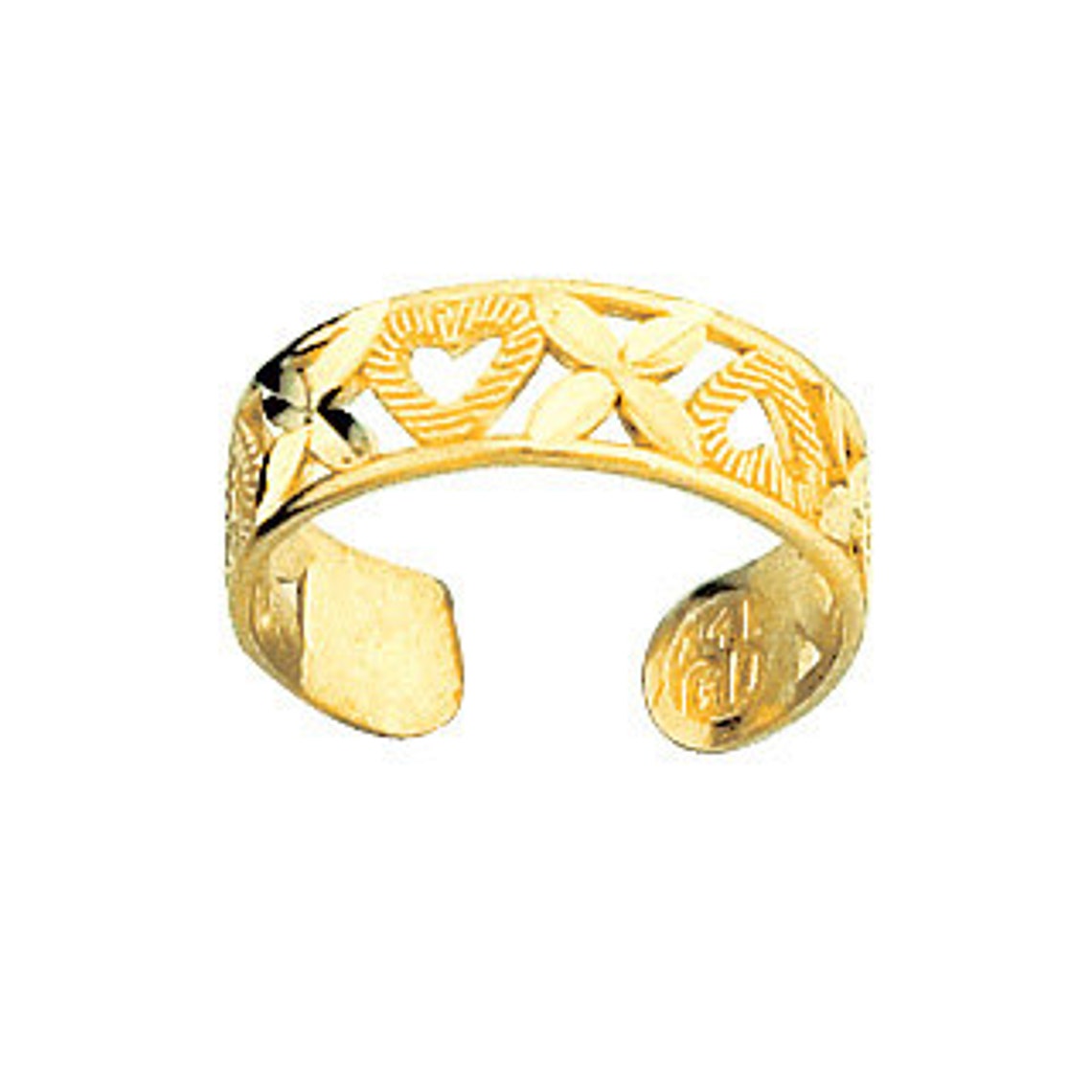 14K Yellow Gold Heart Toe Ring Heart Toe Ring Heart Jewelry Etsy