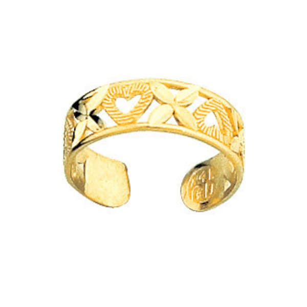 14K Yellow Gold Heart Toe Ring, Heart Toe Ring, Heart Jewelry, Love Jewelry, X Toe Ring, X Jewelry, Gold Toe Ring, Gold Jewelry