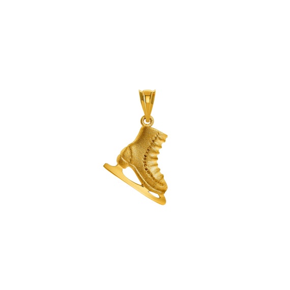 14k Solid Gold Ice Skate Pendant. Ice Skating Jewelry - Etsy Canada