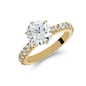 14k Gold Cubic Zirconia Engagement Ring: Dainty Solitaire Promise Ring