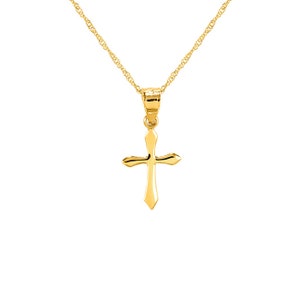 14k solid gold tiny cross on 18&quot; solid gold chain. Religious jewelry