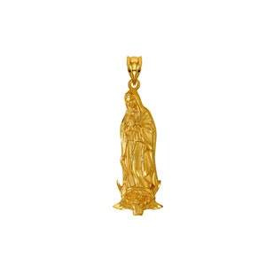 14k oro macizo Colgante Nuestra Señora de Guadalupe.