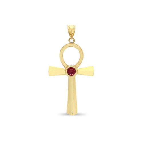 14k Solid Gold Ankh Cross Pendant With 