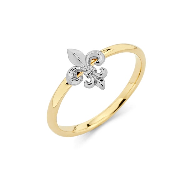 14K Two-Tone Fleur-de-lis Ring, Fleur-de-lis Ring, Fleur-de-lis Jewelry, Floral Ring, Floral Jewelry, Gold Ring, Fleur-de-lis, Ring, Gold