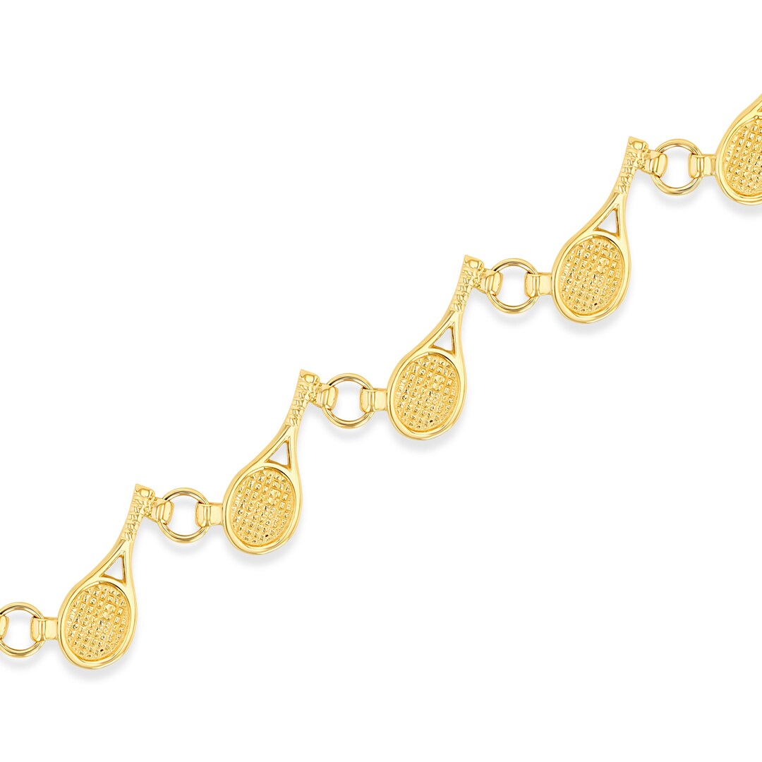 14k Solid Gold Tennis Racket Bracelet. - Etsy
