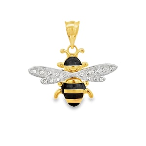 14 Karat Gold Two-Tone Enameled Bumble Bee Pendant