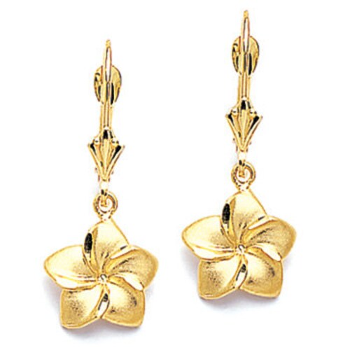 14kt Gold Plumeria Flower Earring Etsy