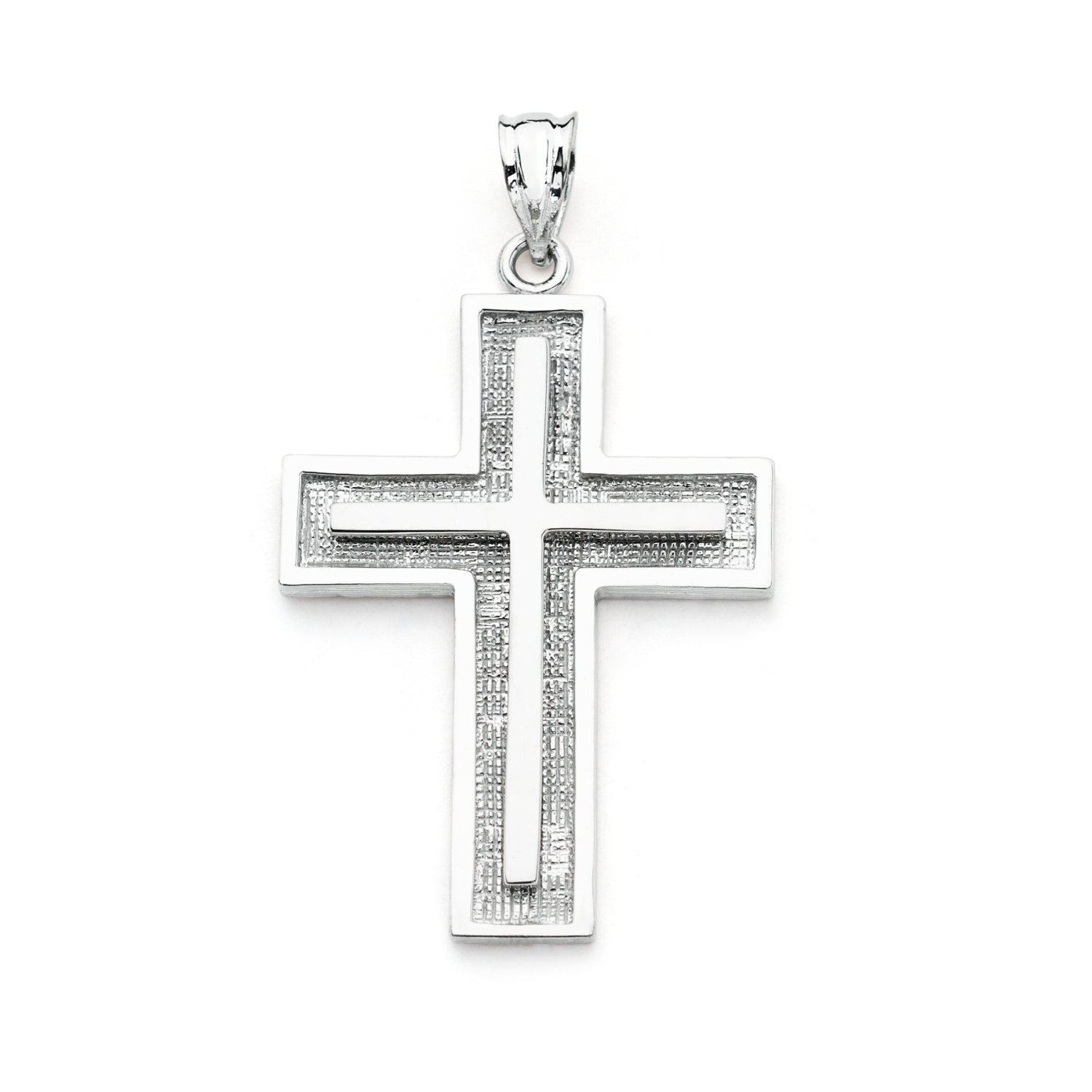 14K White Gold Cross Pendant Cross 