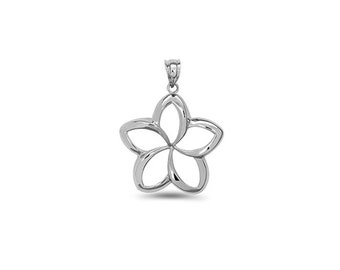Sterling Silver coutout Plumeria Flower Charm.
