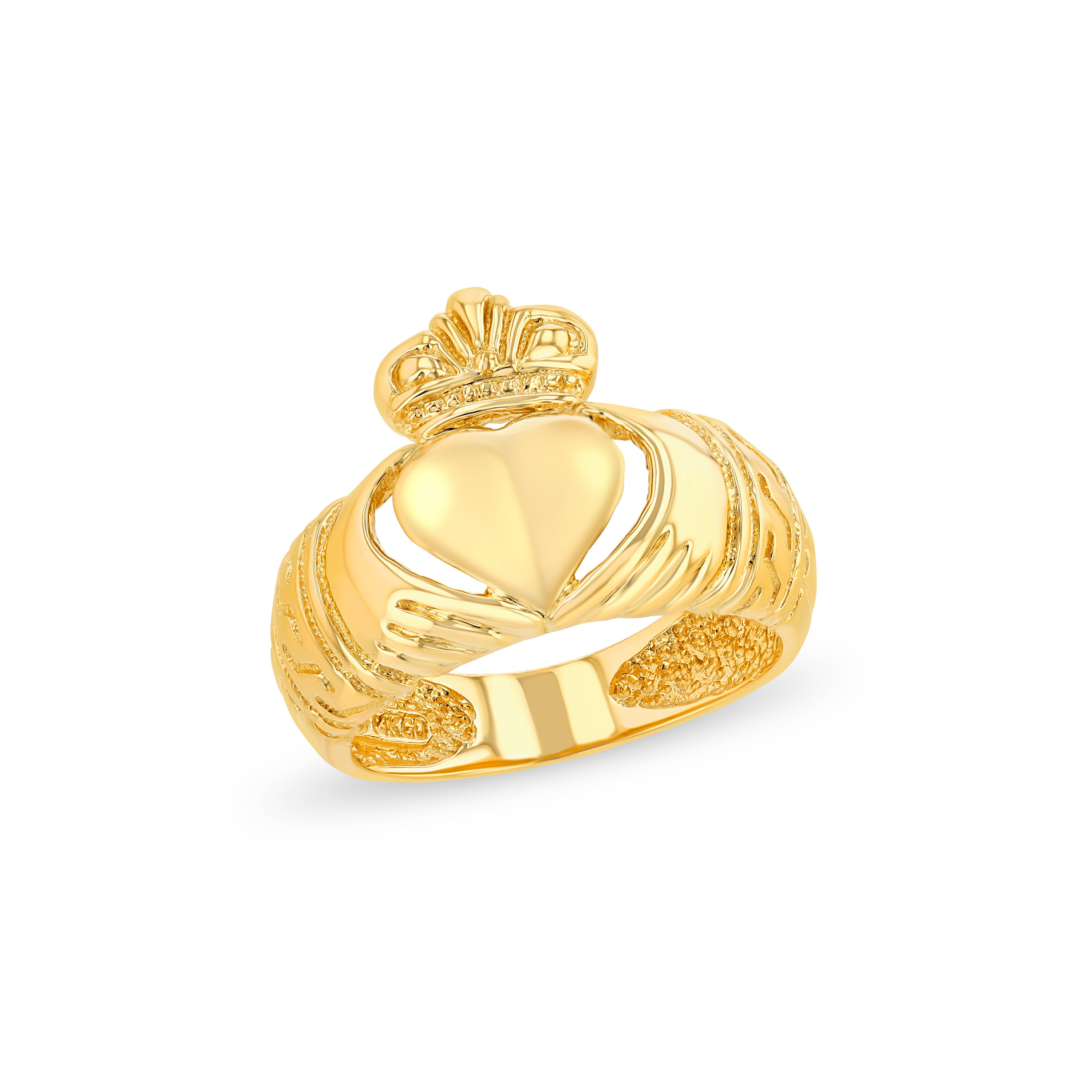 Tricolor Mens Claddagh Ring 14k Gold Men's Claddagh