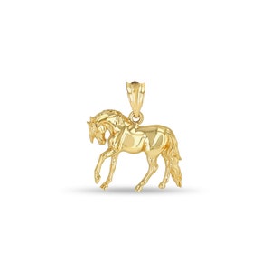 14k solid gold horse pendant. Animal Jewelry.