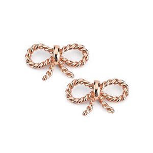 14k massief gouden strikoorbellen: sierlijke stekers, elegante sieraden afbeelding 1