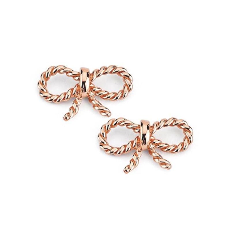 14k massief gouden strikoorbellen: sierlijke stekers, elegante sieraden afbeelding 1