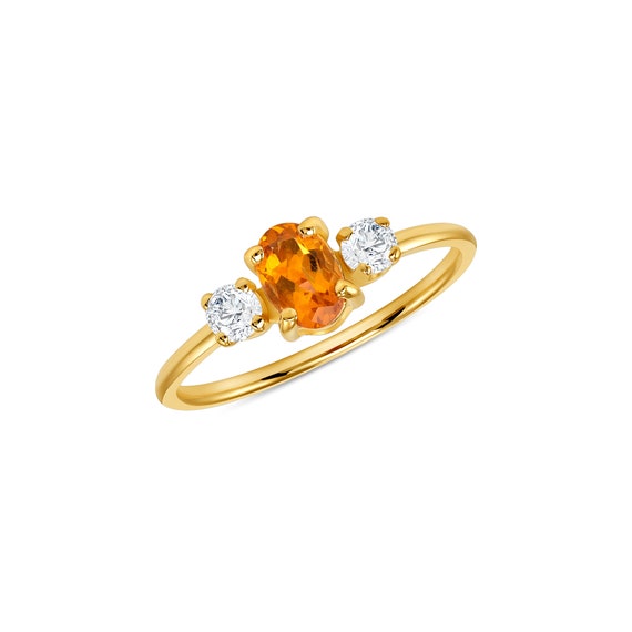 14k solid yellow gold November Citrine ring. Birthstone Ring
