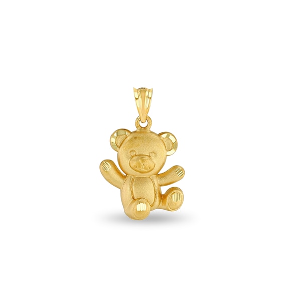 14k Solid Gold Teddy Bear Pendant. Etsy