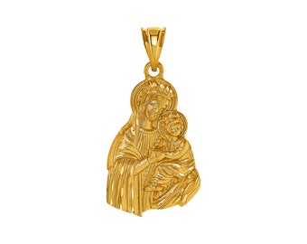 14k Solid Gold Virgin Mary With Baby 