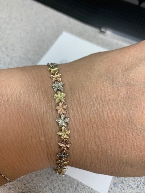 Tri-Color Gold Flower Bracelet