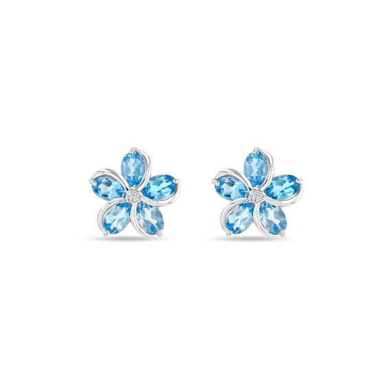 Sterling Silver Blue Sapphire & .04 CTW Diamond Lever Back Earrings Sterling Silver Blue Sapphire & .04 CTW Diamond Lever Back Earrings
