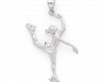 Sterling Silver Female Ice-skater Charm.