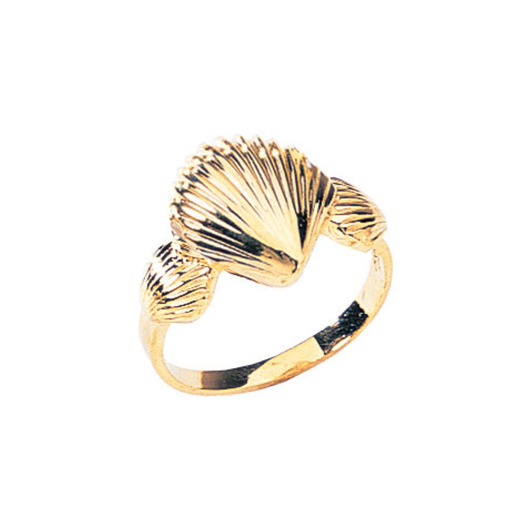14K Yellow Gold Shell Ring Shell Ring Gold Ring Shell Jewelry Nautical Jewelry at the Sea Jewelry Gold Shell Gold Jewelry Shell Etsy Canada