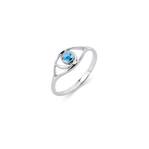 14K White Gold Blue Topaz Ring, Blue Topaz Ring, Gold Ring, Fancy Ring, Fancy Jewelry, Elegant Ring, Evil Eye Ring, Blue Topaz, Ring