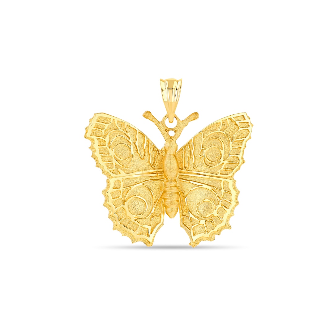 14k Solid Gold Butterfly Pendant. - Etsy