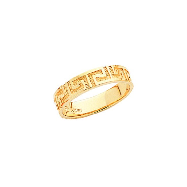 14k Yellow Gold Greek Key Design Ring. image 1