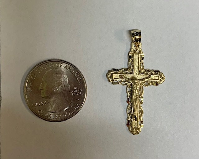 Croce Classica In Oro Giallo 18kt Con Zirconi Lavorazione Lucida - Foto 11