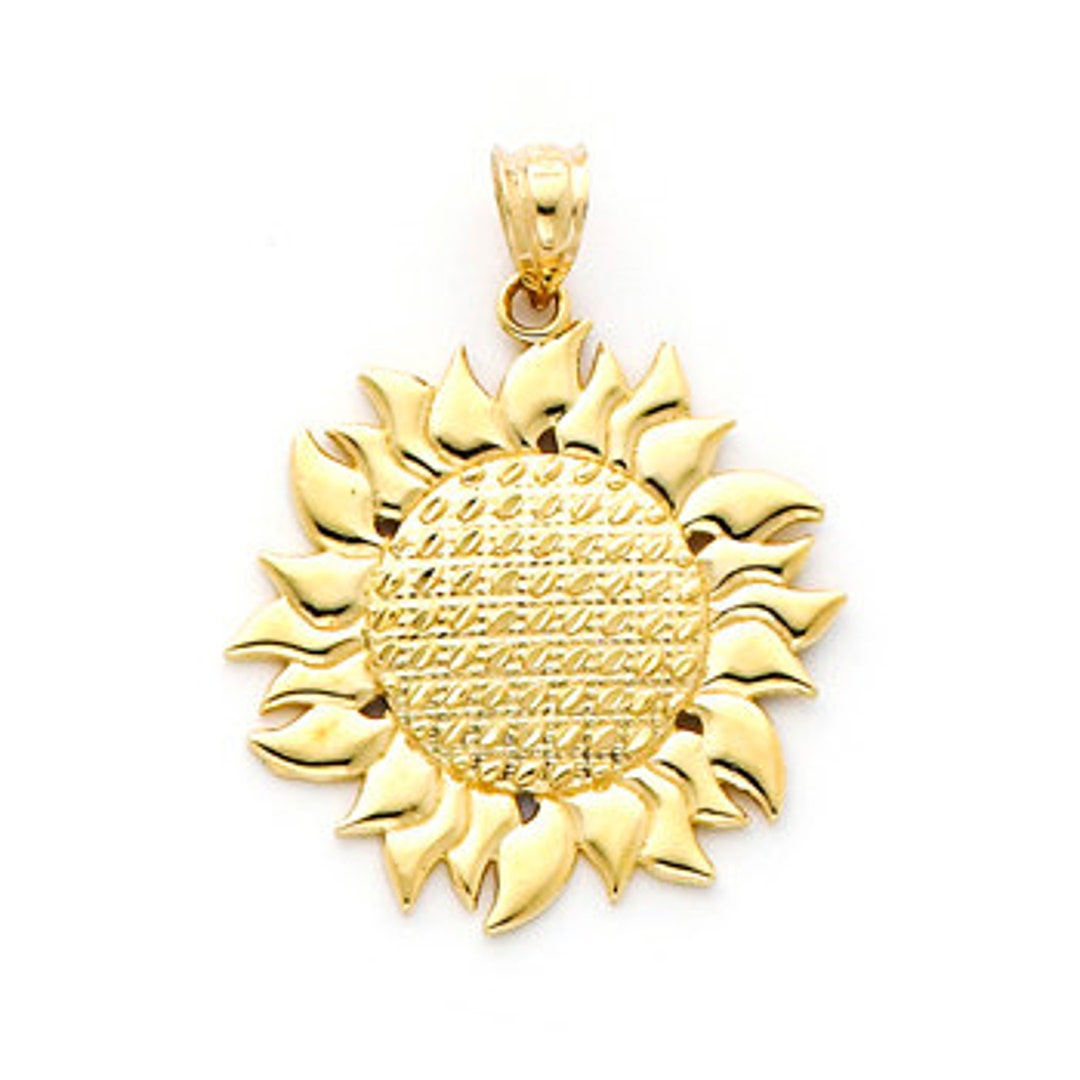 14K Gold Sunflower Charm - Etsy