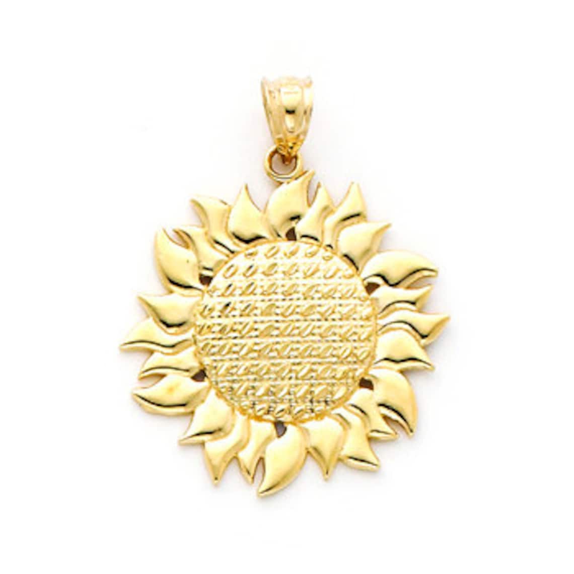 14K Gold Sunflower Charm Etsy