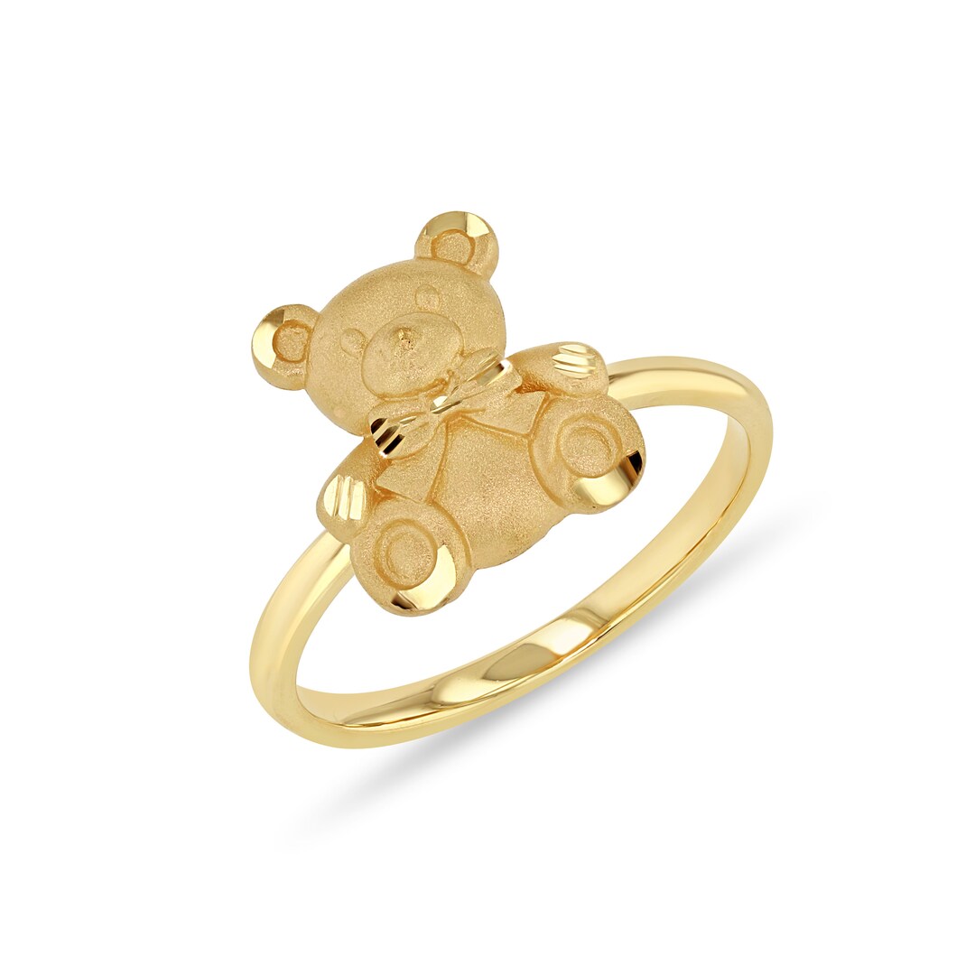 14k Solid Gold Teddy Bear Ring. Etsy