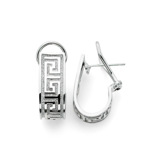 Gold Greek Key Curve Stud Earrings - Kotinos Jewelry