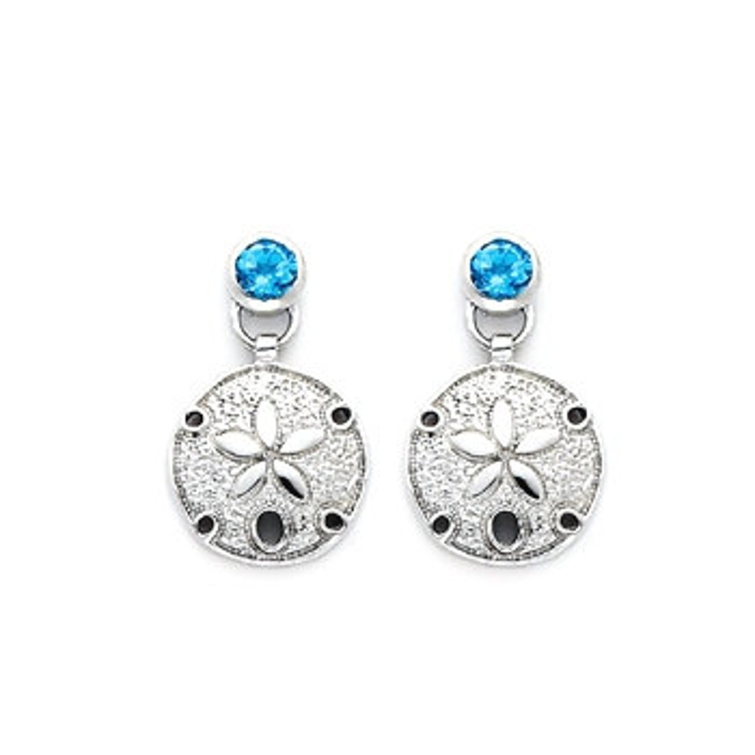 Sterling Silver Sand Dollar Earrings Dangle From 0.60 Carats of Bezel ...